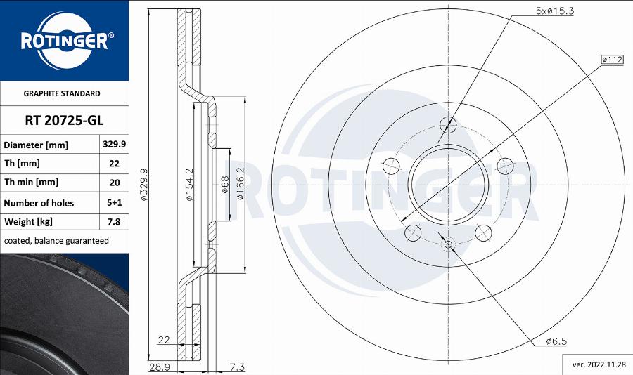 Rotinger RT 20725-GL - Спирачен диск vvparts.bg