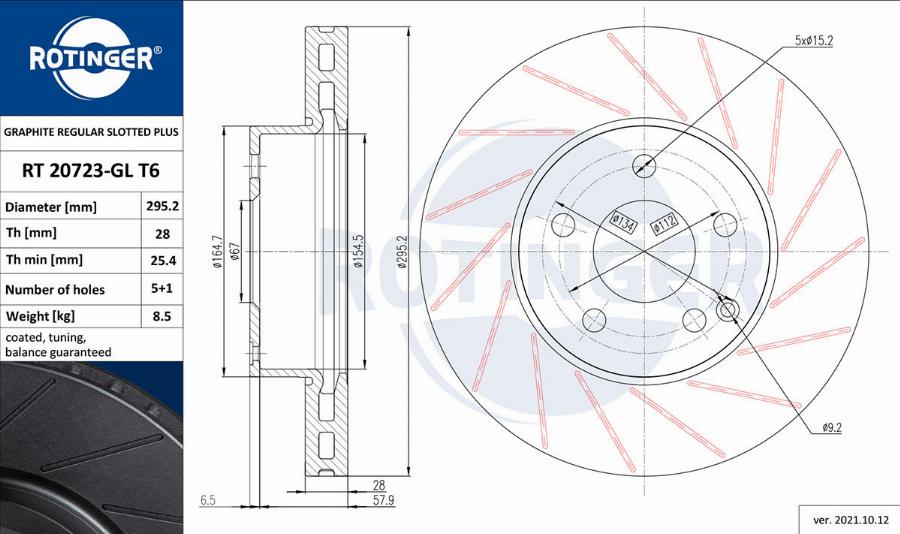 Rotinger RT 20723-GL T6 - Спирачен диск vvparts.bg