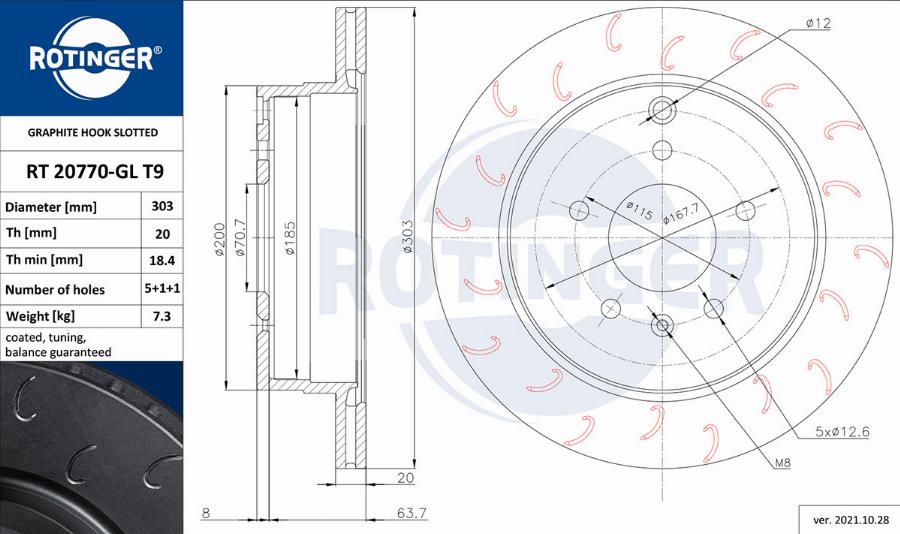 Rotinger RT 20770-GL T9 - Спирачен диск vvparts.bg