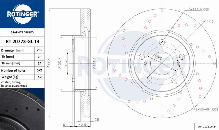 Rotinger RT 20773-GL T3 - Спирачен диск vvparts.bg