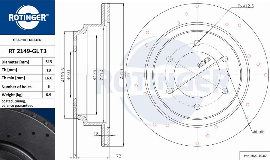 Rotinger RT 2149-GL T3 - Спирачен диск vvparts.bg