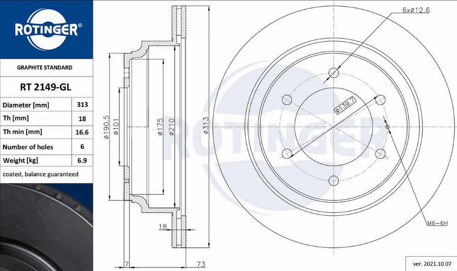 Rotinger RT 2149-GL - Спирачен диск vvparts.bg