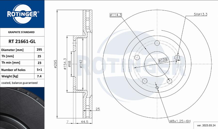 Rotinger RT 21661-GL - Спирачен диск vvparts.bg