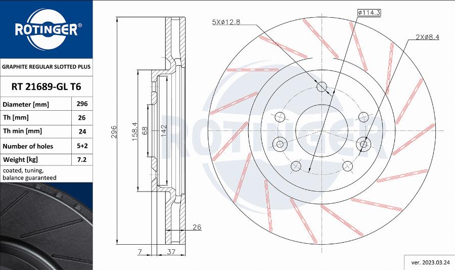 Rotinger RT 21689-GL T6 - Спирачен диск vvparts.bg