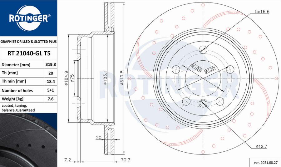 Rotinger RT 21040-GL T5 - Спирачен диск vvparts.bg