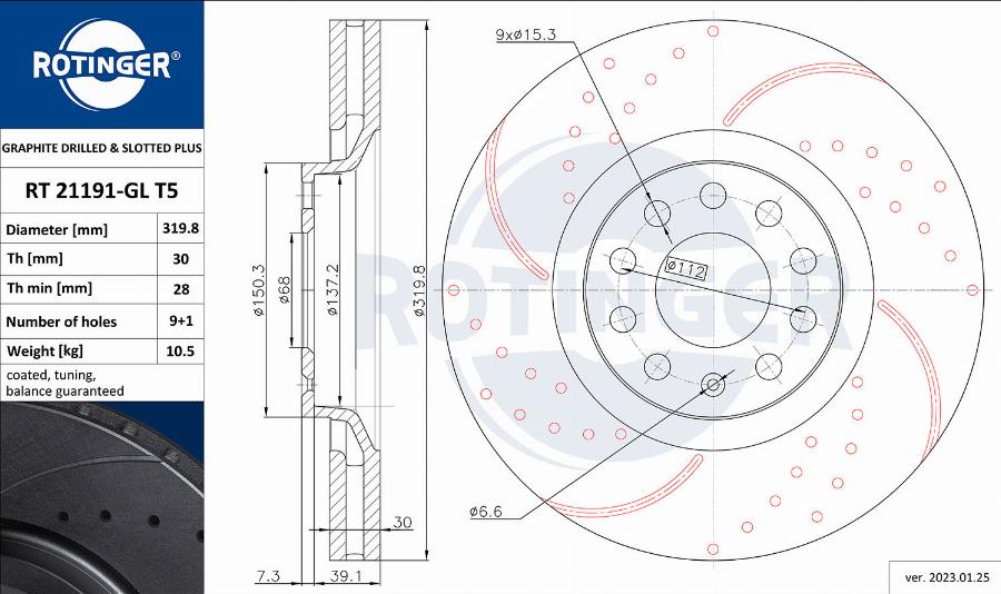 Rotinger RT 21191-GL T5 - Спирачен диск vvparts.bg