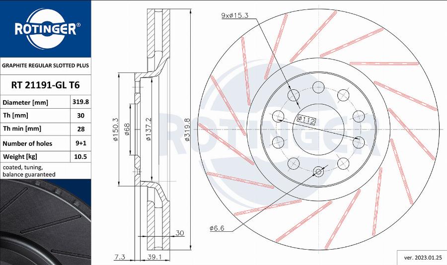 Rotinger RT 21191-GL T6 - Спирачен диск vvparts.bg