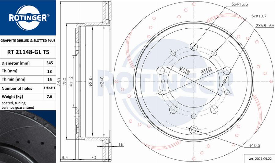 Rotinger RT 21148-GL T5 - Спирачен диск vvparts.bg