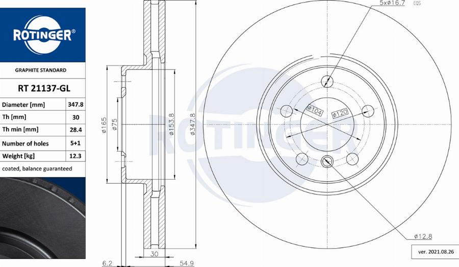 Rotinger RT 21137-GL - Спирачен диск vvparts.bg