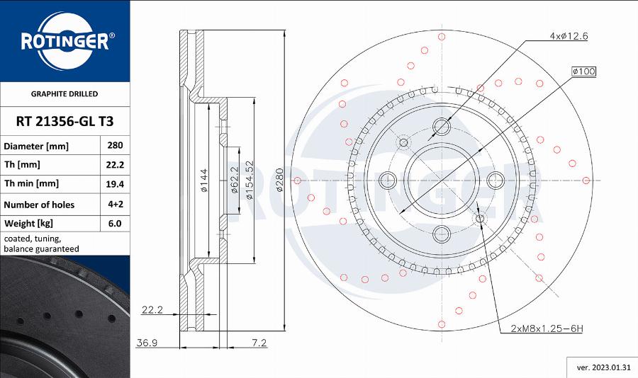 Rotinger RT 21356-GL T3 - Спирачен диск vvparts.bg