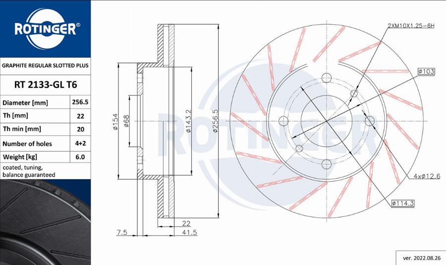 Rotinger RT 2133-GL T6 - Спирачен диск vvparts.bg