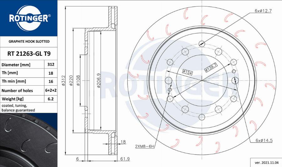 Rotinger RT 21263-GL T9 - Спирачен диск vvparts.bg