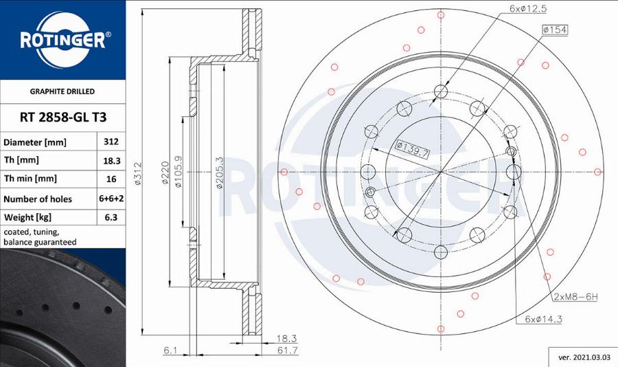 Rotinger RT 2858-GL T3 - Спирачен диск vvparts.bg