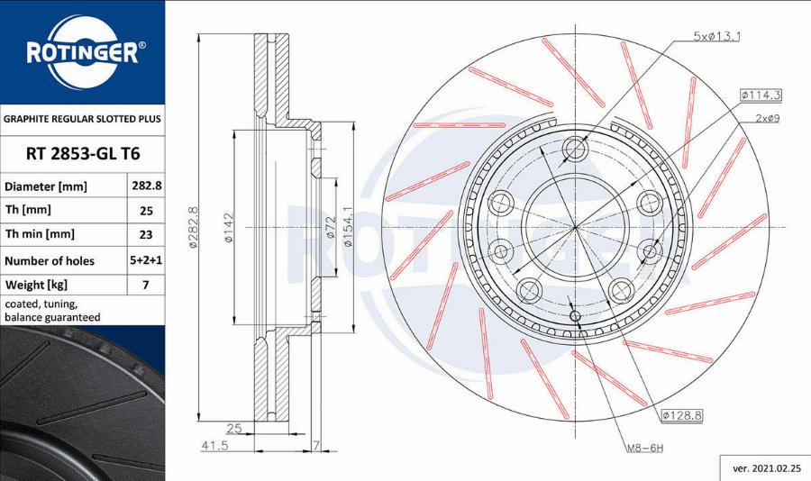 Rotinger RT 2853-GL T6 - Спирачен диск vvparts.bg