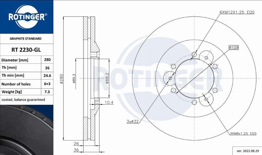 Rotinger RT 2230-GL - Спирачен диск vvparts.bg