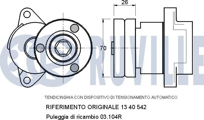 Ruville 540525 - Ремъчен обтегач, пистов ремък vvparts.bg