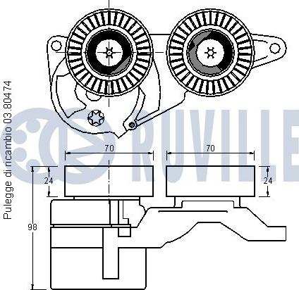 Ruville 542208 - Ремъчен обтегач, пистов ремък vvparts.bg