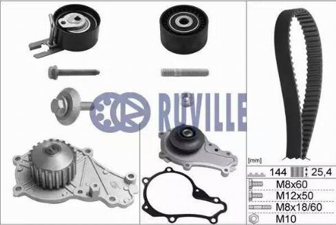 Ruville 55953702 - Водна помпа+ к-кт ангренажен ремък vvparts.bg