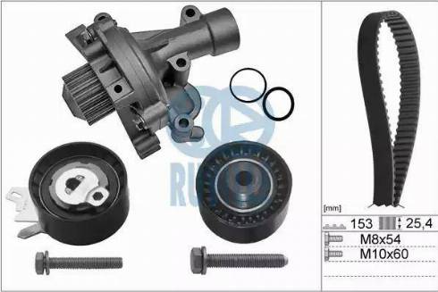 Ruville 55977701 - Водна помпа+ к-кт ангренажен ремък vvparts.bg