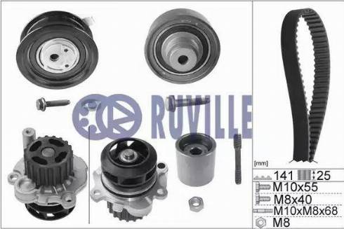 Ruville 55491731 - Водна помпа+ к-кт ангренажен ремък vvparts.bg