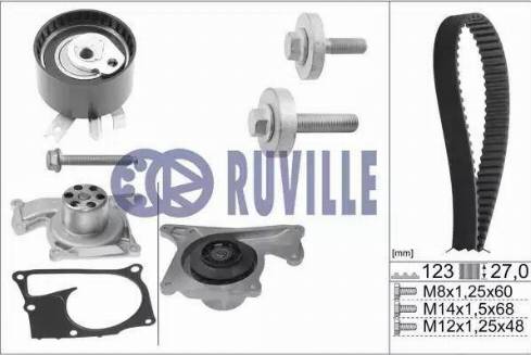 Ruville 55581703 - Водна помпа+ к-кт ангренажен ремък vvparts.bg