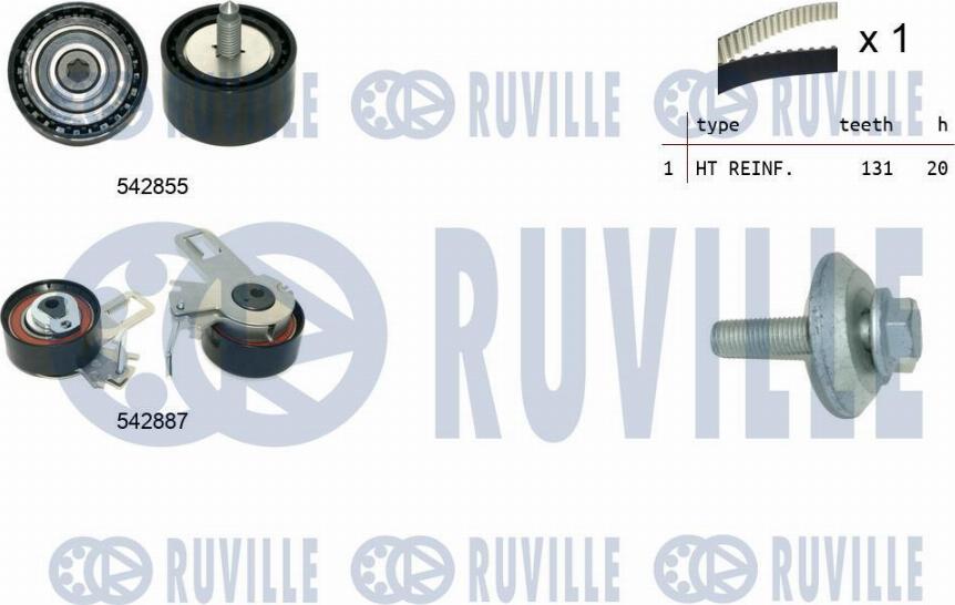 Ruville 550497 - Комплект ангренажен ремък vvparts.bg