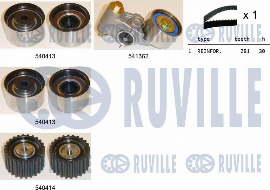 Ruville 550465 - Комплект ангренажен ремък vvparts.bg