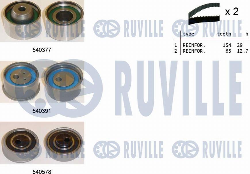 Ruville 550462 - Комплект ангренажен ремък vvparts.bg
