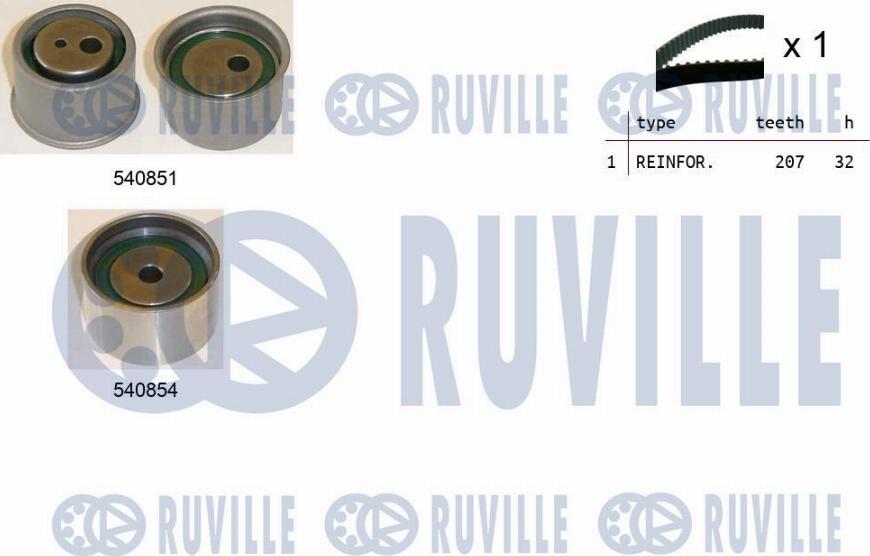 Ruville 550412 - Комплект ангренажен ремък vvparts.bg