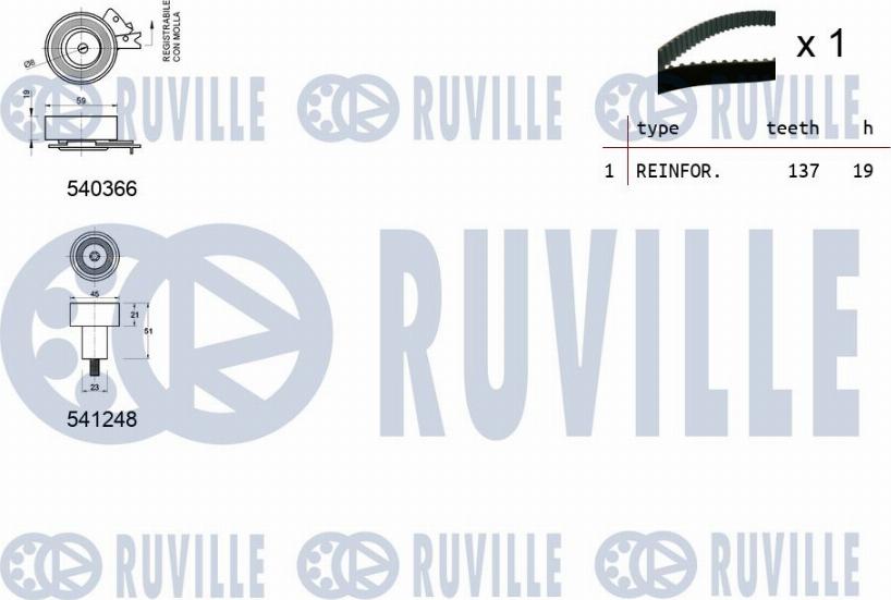 Ruville 550486 - Комплект ангренажен ремък vvparts.bg