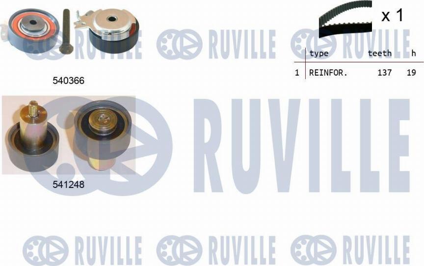 Ruville 550486 - Комплект ангренажен ремък vvparts.bg