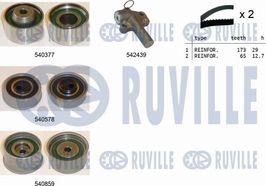 Ruville 550480 - Комплект ангренажен ремък vvparts.bg
