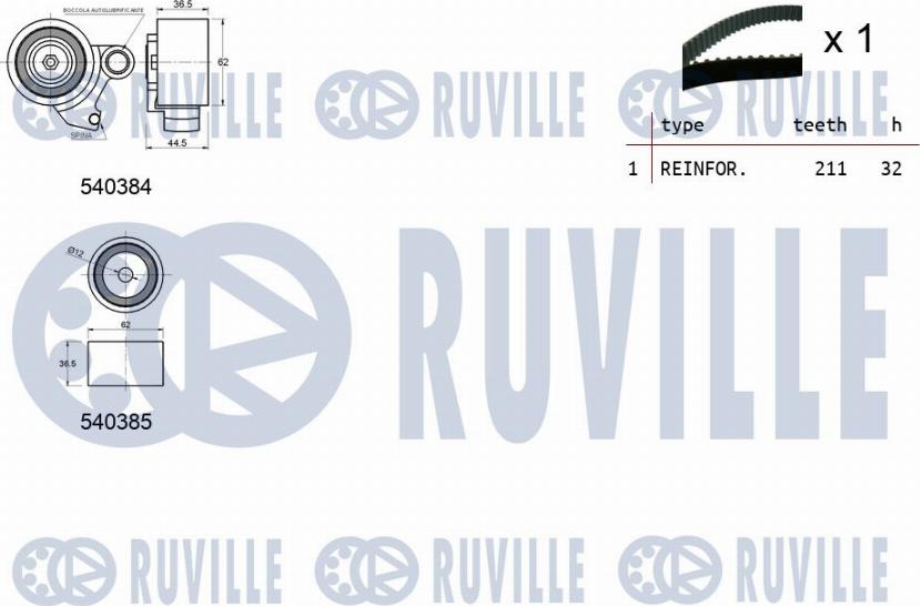 Ruville 550421 - Комплект ангренажен ремък vvparts.bg