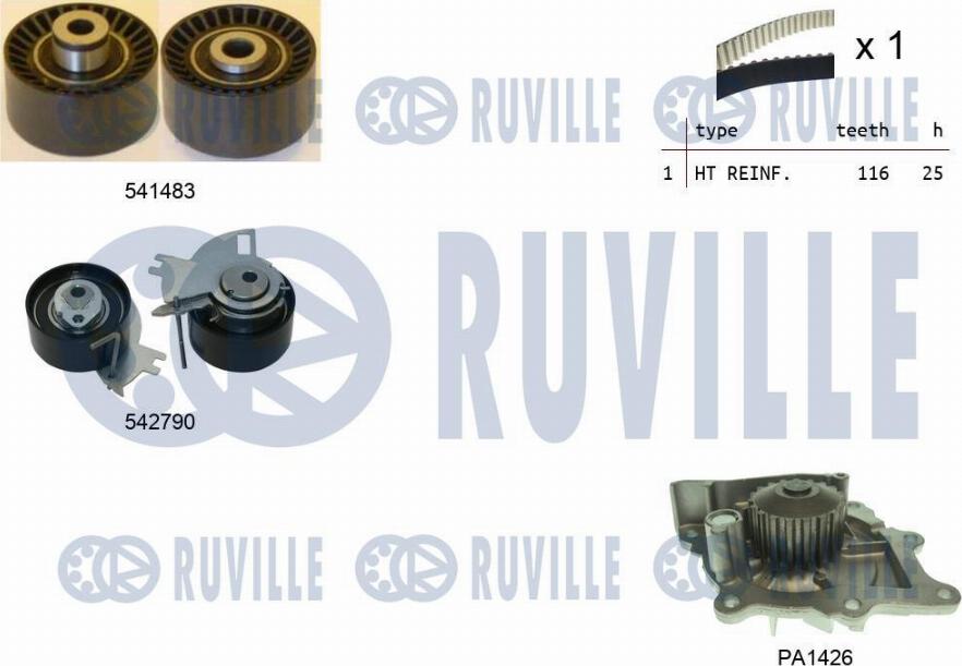 Ruville 5504271 - Водна помпа+ к-кт ангренажен ремък vvparts.bg