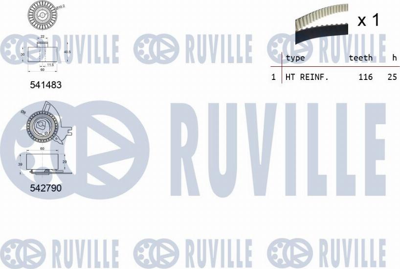 Ruville 550427 - Комплект ангренажен ремък vvparts.bg