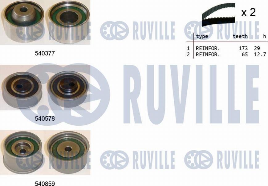 Ruville 550477 - Комплект ангренажен ремък vvparts.bg