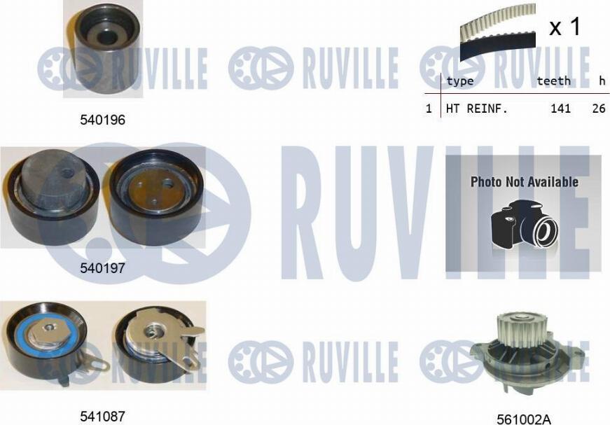 Ruville 5505041 - Водна помпа+ к-кт ангренажен ремък vvparts.bg