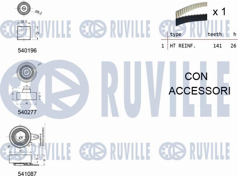 Ruville 550504 - Комплект ангренажен ремък vvparts.bg