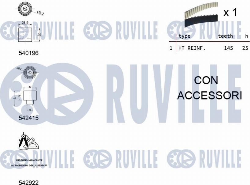 Ruville 550500 - Комплект ангренажен ремък vvparts.bg