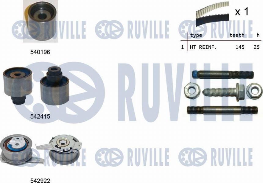 Ruville 550500 - Комплект ангренажен ремък vvparts.bg