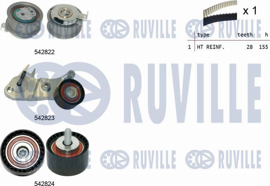 Ruville 550502 - Комплект ангренажен ремък vvparts.bg