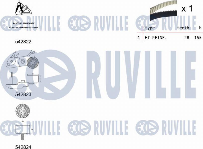 Ruville 550502 - Комплект ангренажен ремък vvparts.bg