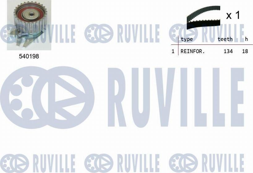 Ruville 550098 - Комплект ангренажен ремък vvparts.bg