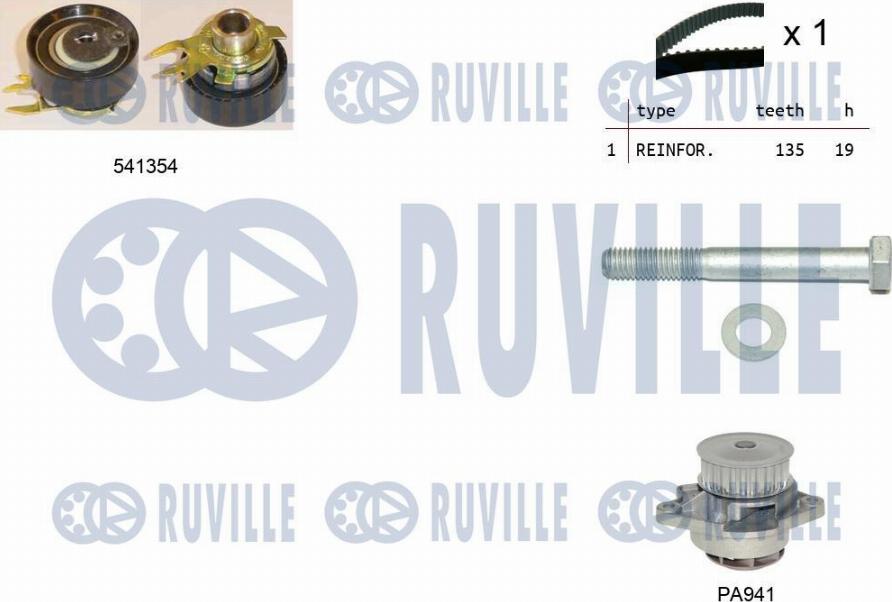 Ruville 5500971 - Водна помпа+ к-кт ангренажен ремък vvparts.bg