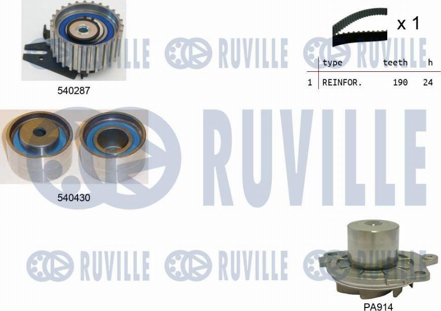 Ruville 5500451 - Водна помпа+ к-кт ангренажен ремък vvparts.bg