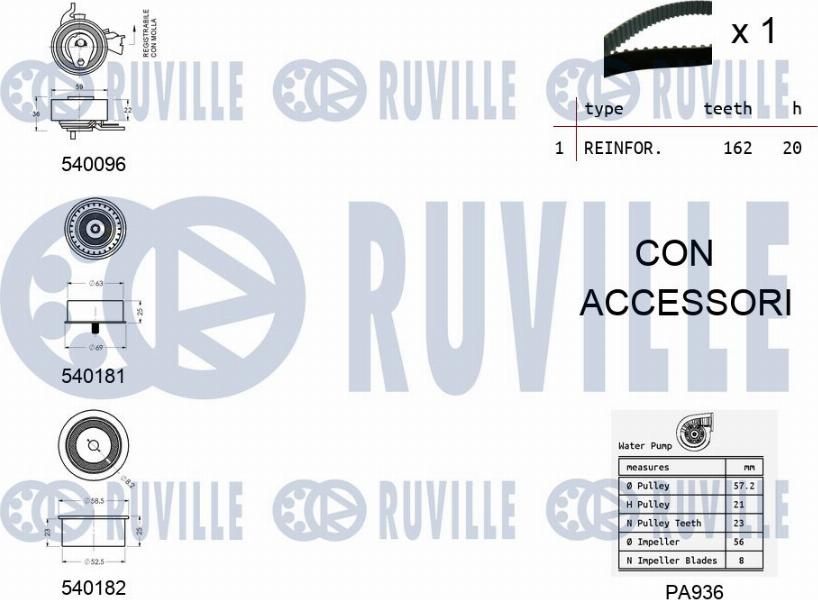 Ruville 5500401 - Водна помпа+ к-кт ангренажен ремък vvparts.bg