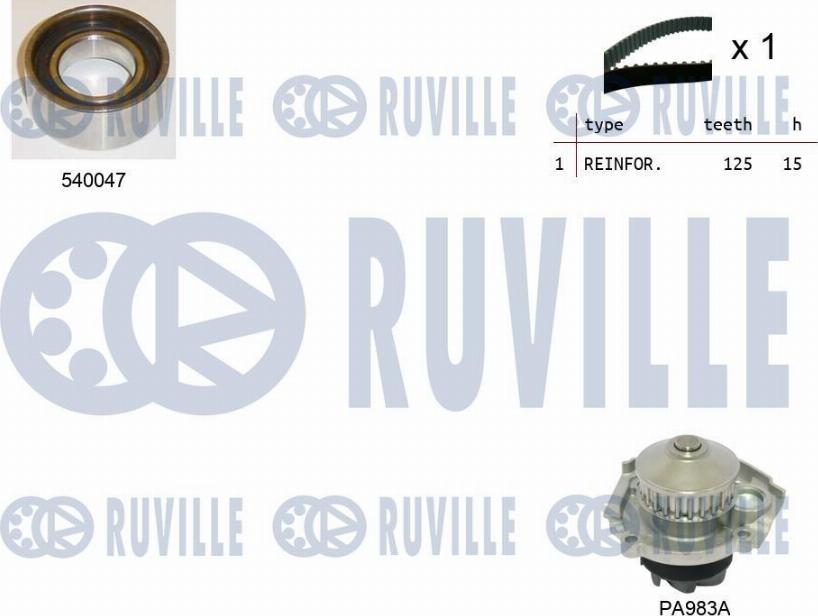 Ruville 5500481 - Водна помпа+ к-кт ангренажен ремък vvparts.bg
