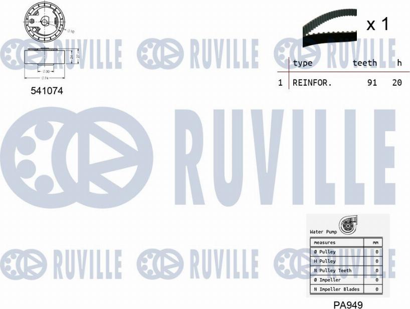 Ruville 5500541 - Водна помпа+ к-кт ангренажен ремък vvparts.bg