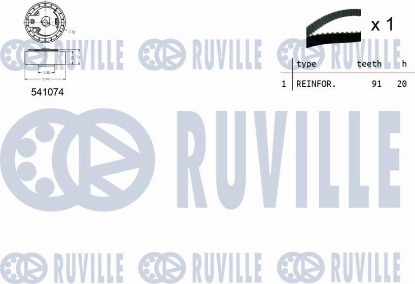 Ruville 550054 - Комплект ангренажен ремък vvparts.bg