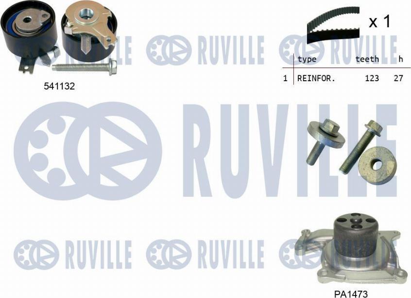 Ruville 5500553 - Водна помпа+ к-кт ангренажен ремък vvparts.bg